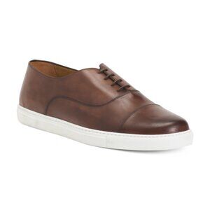 ACE MARKS Men's Made In Italy Leather Filipo Cap Toe Oxford Sneakers